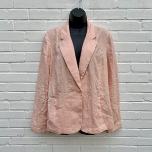 J. Jill Love Linen Women's 100% Linen Light Pink Blazer, SZ L NWOT